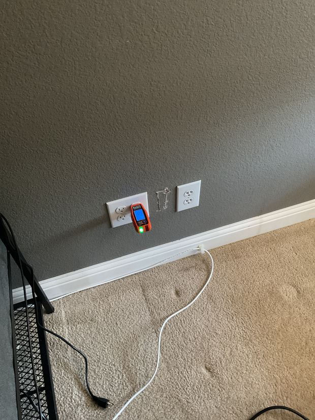 New circuit and outlet installed in an Austin home, tested and reading 124 volts